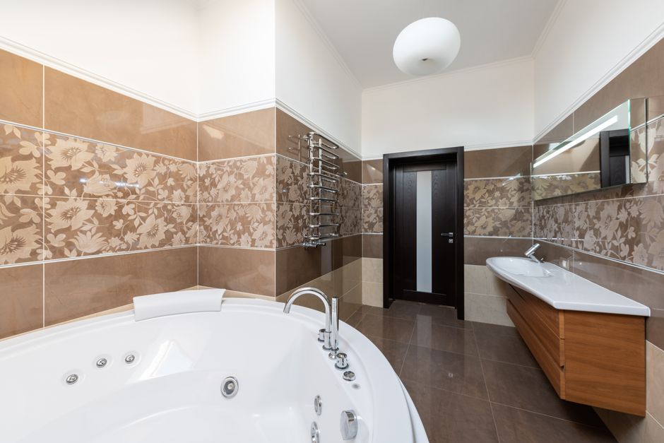 Modern luxury bathroom interior with sleek fixtures
